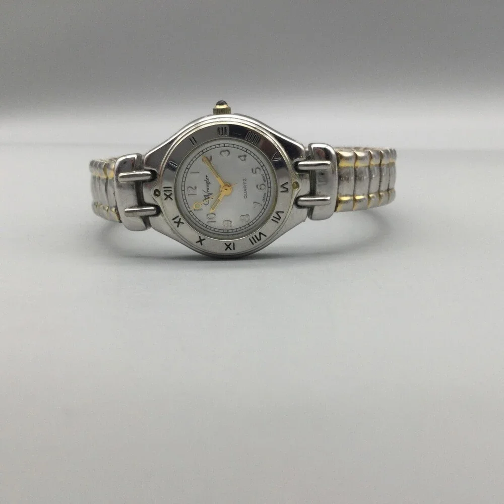 Wrangler Womens Watch 25mm White Dial Two Tone Stretch Band 1285 New Battery